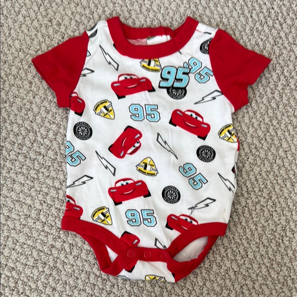 Limited Edition Red and White Cars Themed Baby Onesie